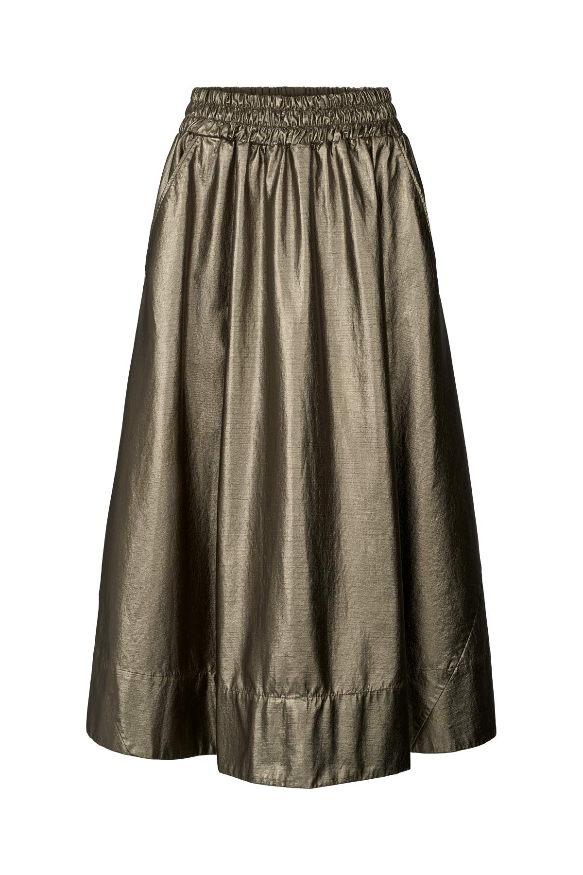 Ottavia - Foiled ripstop full skirt I Metallic olive Metallic olive XS 6 - Rabens Saloner - DK