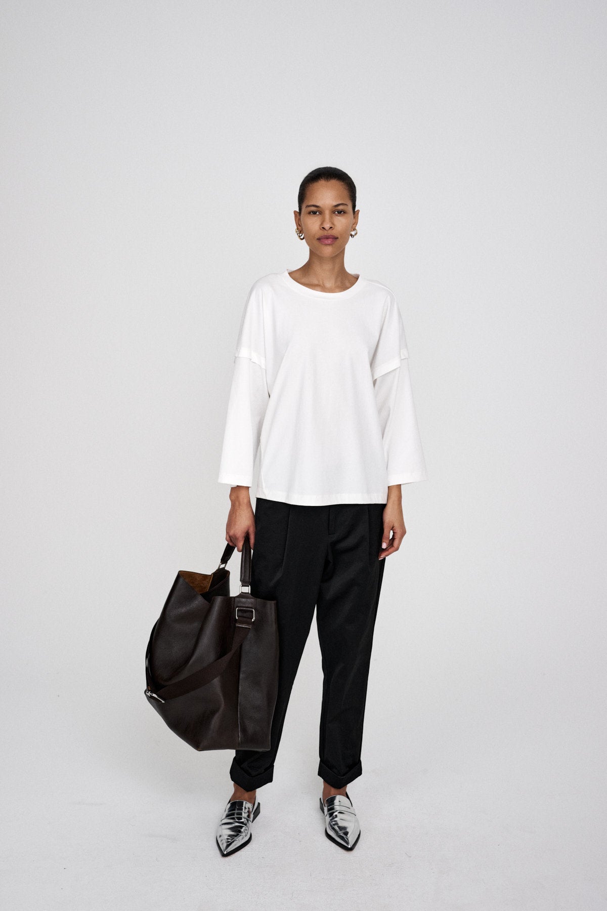 Laurah - FOT jersey 3/4 sleeve top I Faded black 4 - Rabens Saloner - DK