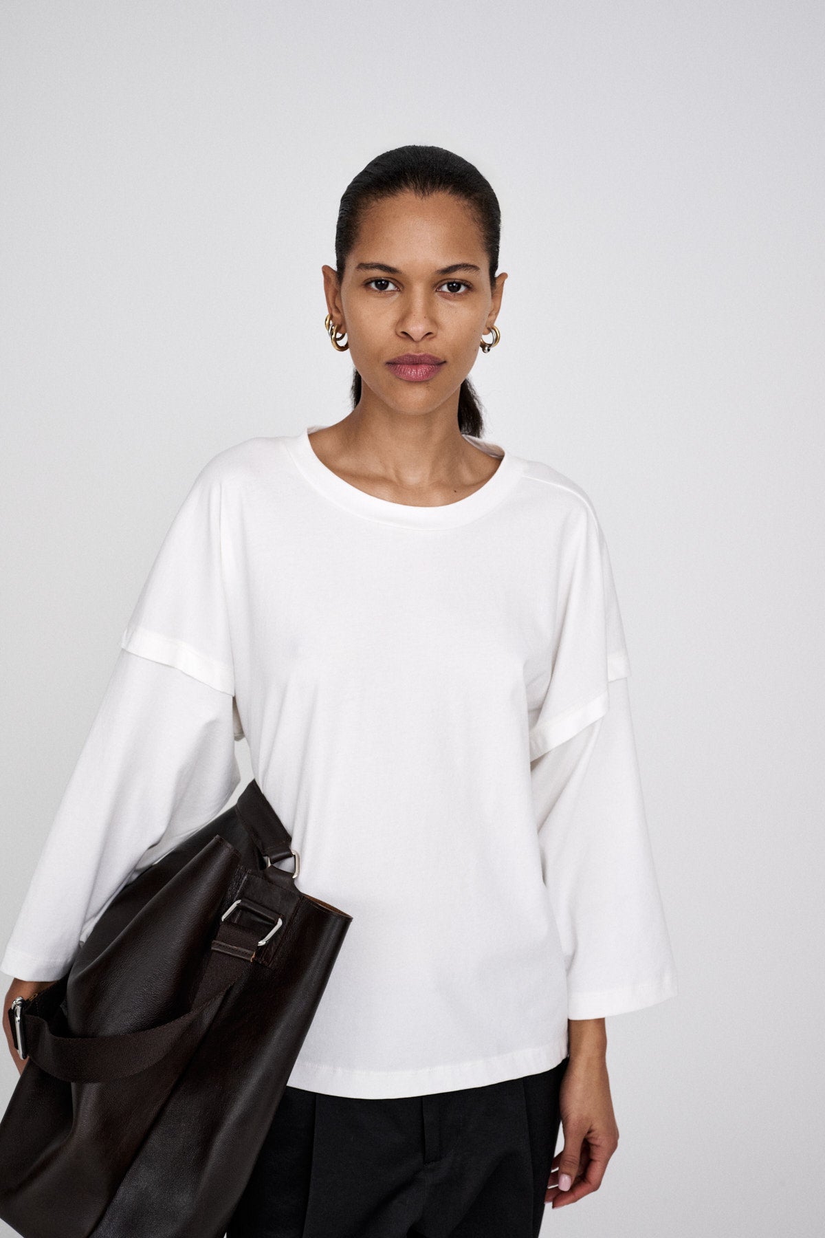 Laurah - FOT jersey 3/4 sleeve top I Faded black 3 - Rabens Saloner - DK