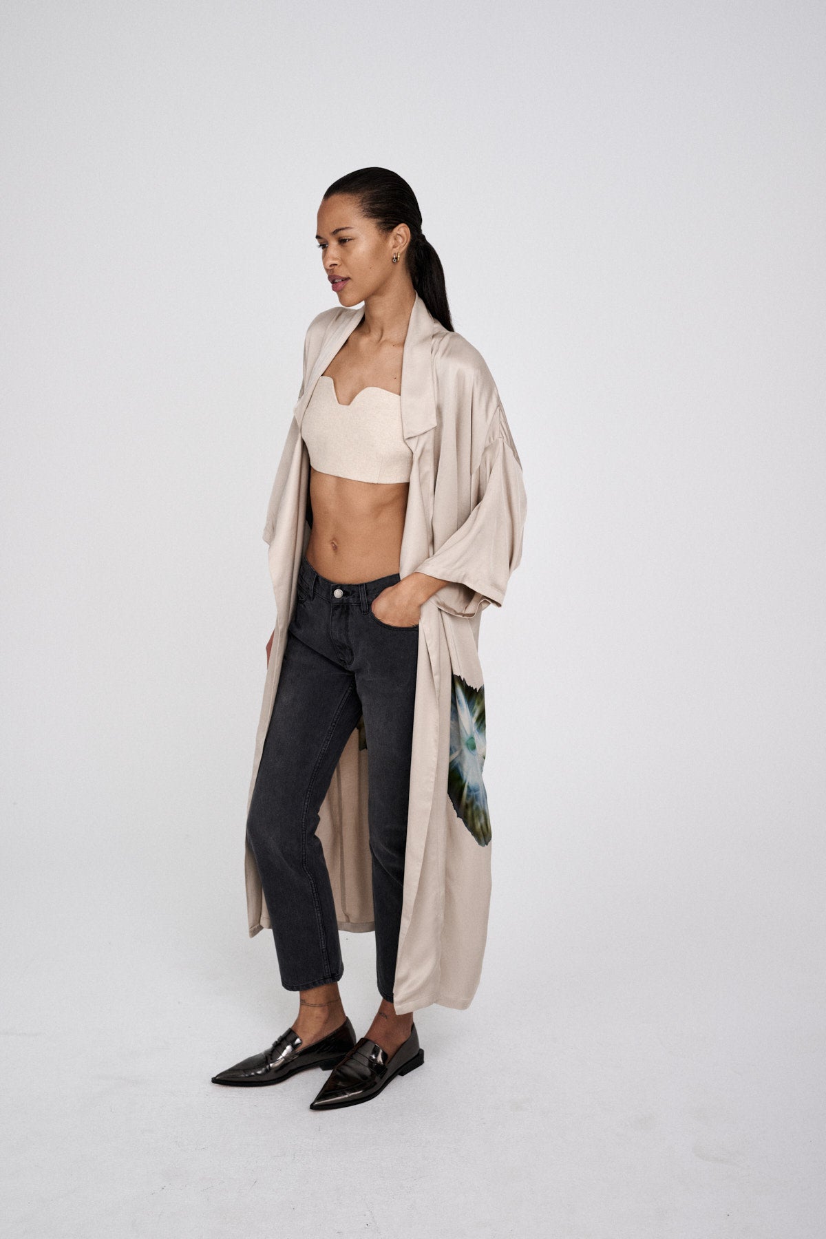 Aysha - Bloom kimono jacket I Hazelnut combo 3 - Rabens Saloner - DK