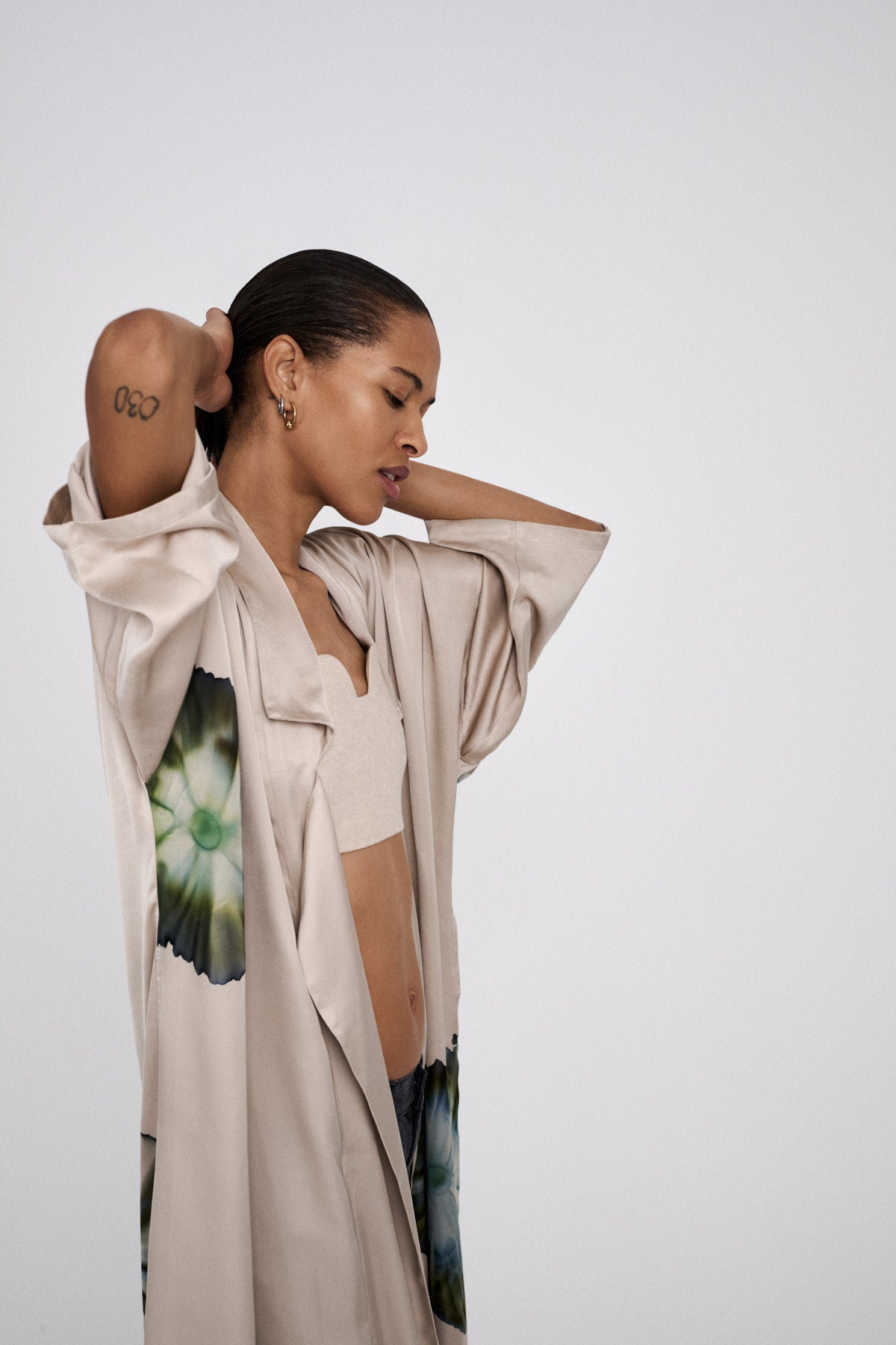 Aysha - Bloom kimono jacket I Hazelnut combo 5 - Rabens Saloner - DK