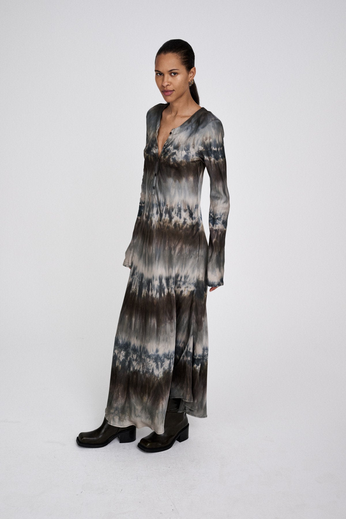 Karin - Arizona long sleeve bias dress I Cement combo 1 - Rabens Saloner - DK
