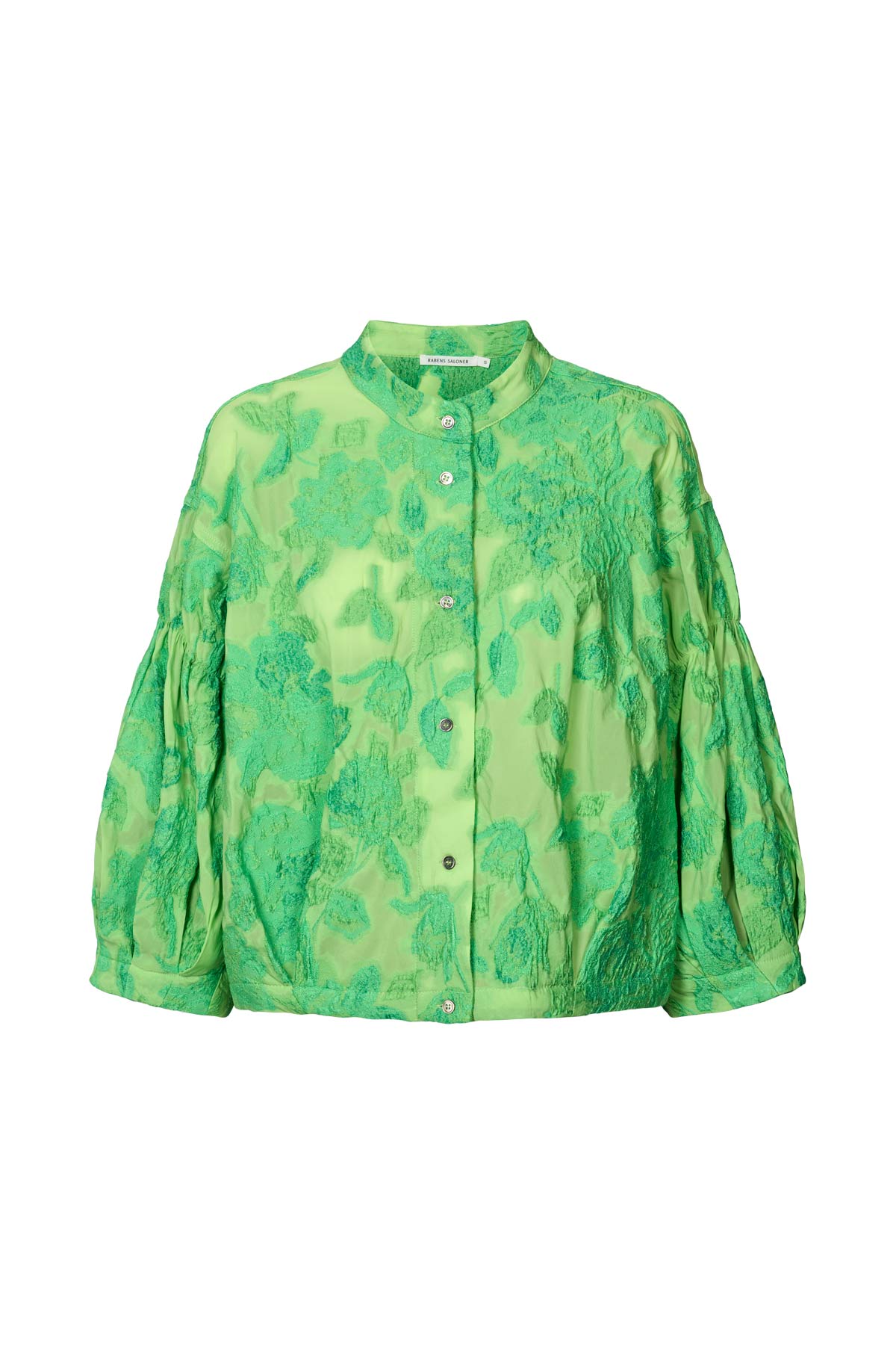 Candie - Clipped jacquard shirt jacket I Viper green Viper green XS 1 - Rabens Saloner - DK