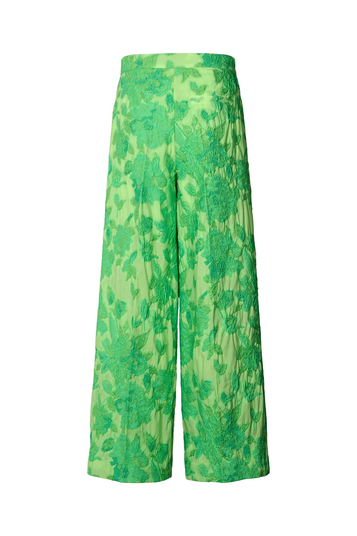 Clipped jacquard wide leg pants - Cass I Viper green 5 - Rabens Saloner - DK
