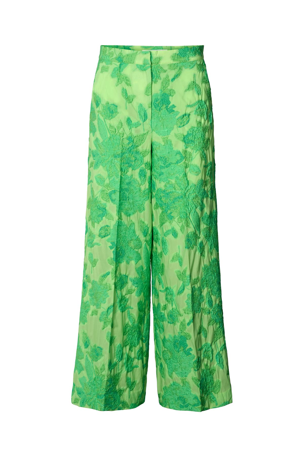 Clipped jacquard wide leg pants - Cass I Viper green Viper green XS 3 - Rabens Saloner - DK