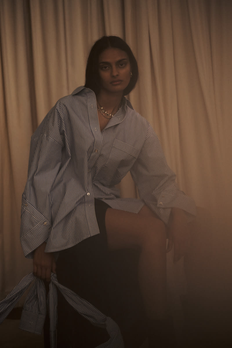 Bobbies - Quilt stripe oversize shirt I Blue white stripe 10 - Rabens Saloner - DK