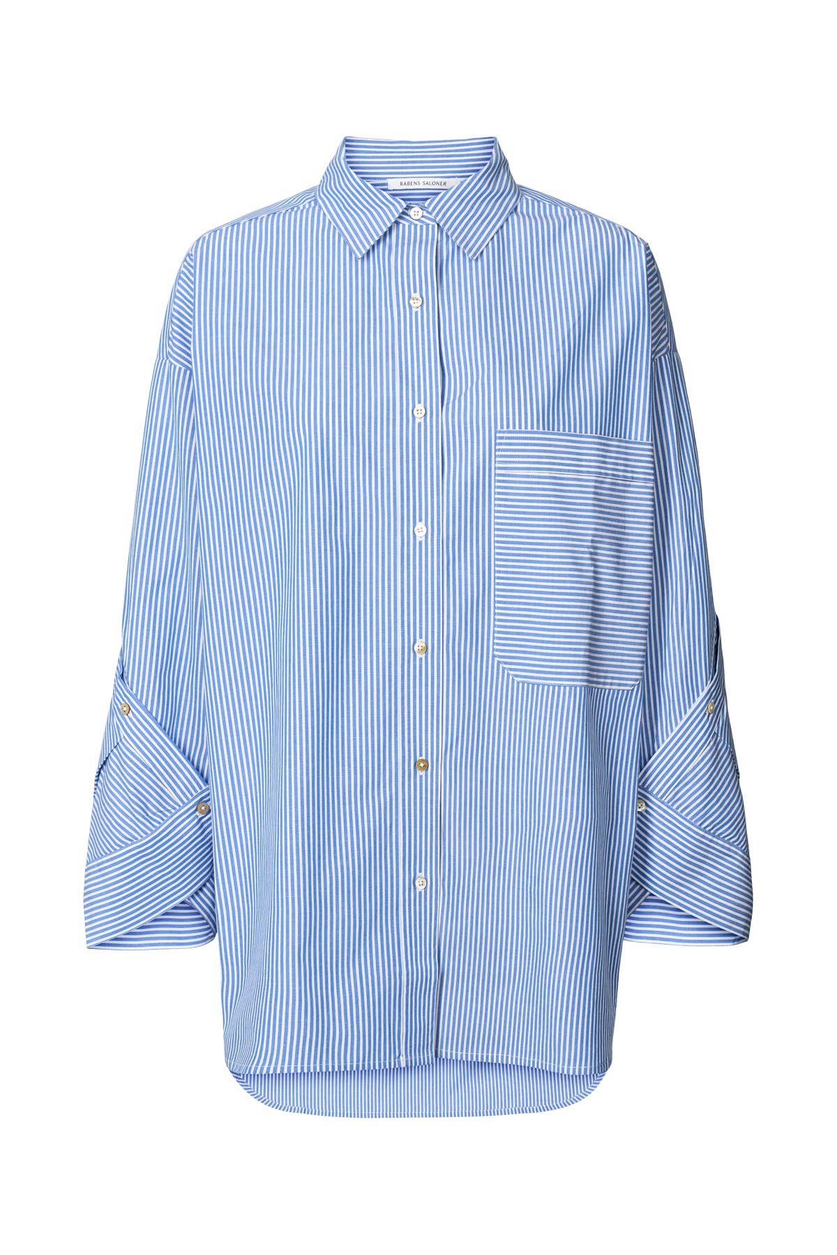 Bobbies - Quilt stripe oversize shirt I Blue white stripe Blue white stripe XS/S 7 - Rabens Saloner - DK