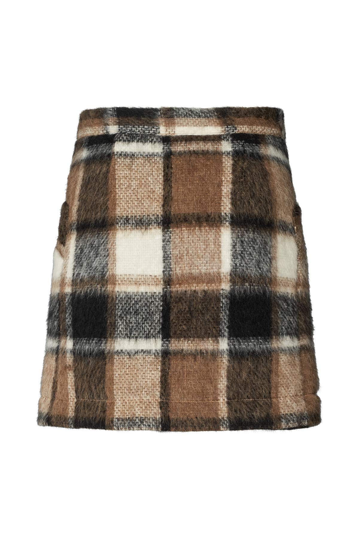 Olympia - Jumbo check short skirt I Brown check 8 - Rabens Saloner - DK