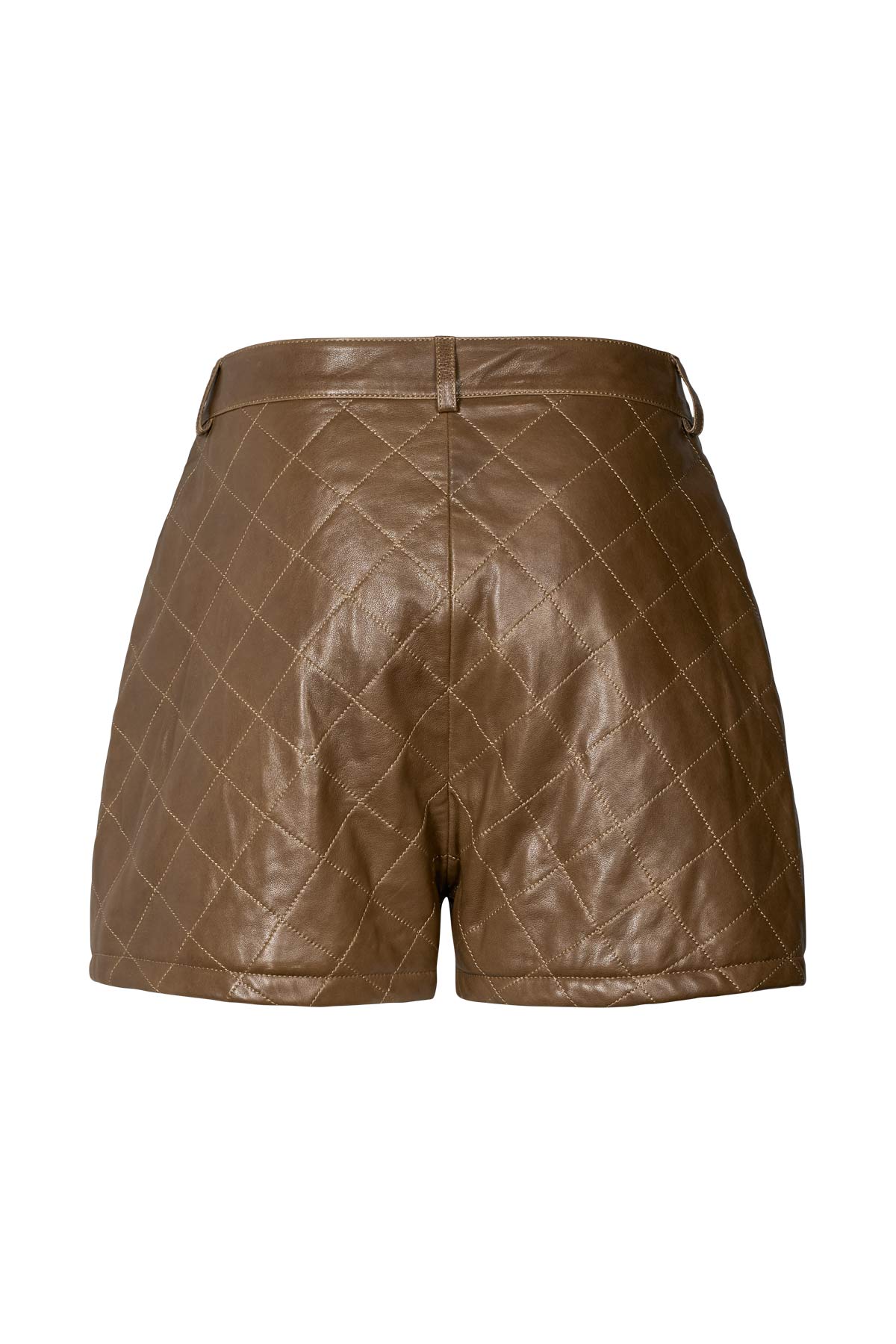 Bet - Quilted leather shorts I Olive 11 - Rabens Saloner - DK