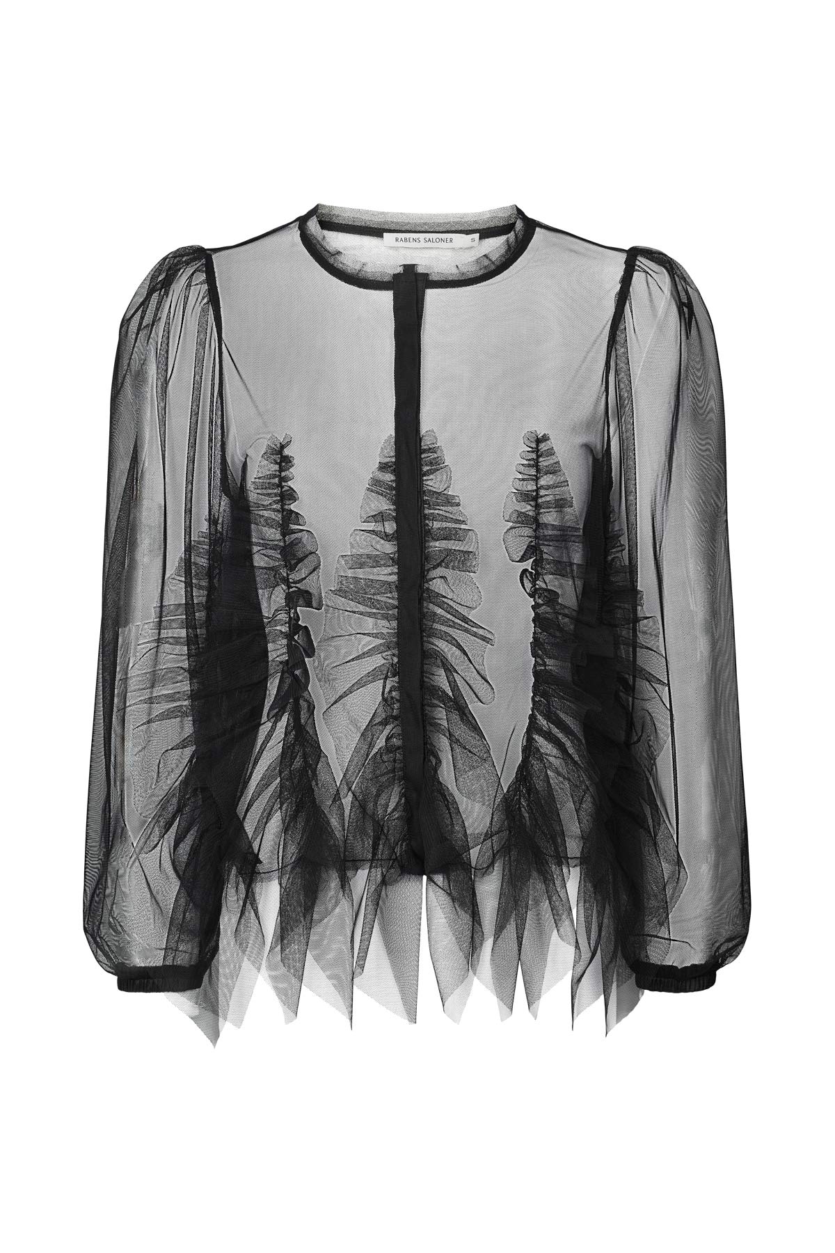 Frilly tulle shirt - Gida I Black Black XS 7 - Rabens Saloner - DK
