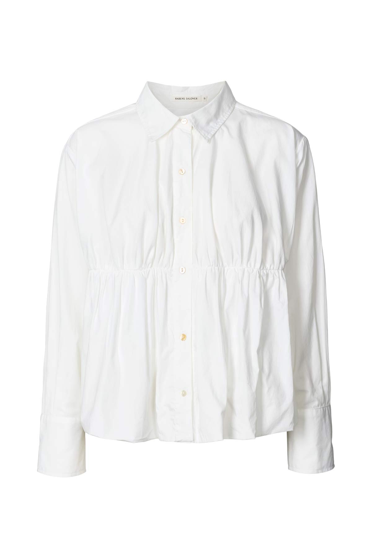 Sophie - Poplin puffed hem shirt I White White XS 6 - Rabens Saloner - DK