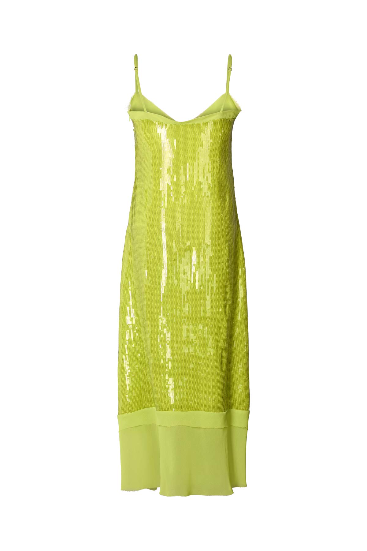 Gloria - Mini sequin strap dress I Chartreuse 6 - Rabens Saloner - DK