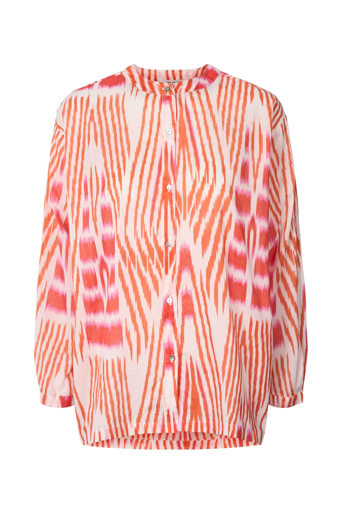 Sibyl - Ikat voile shirt I Mandarin pink ivory Mandarin pink ivory XS 4 - Rabens Saloner - DK