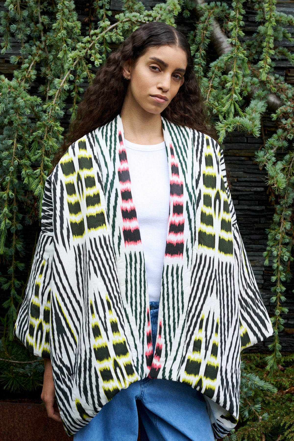 Abba - Ikat combo padded kimono I Forest pink sand & citrus combo 10 - Rabens Saloner - DK