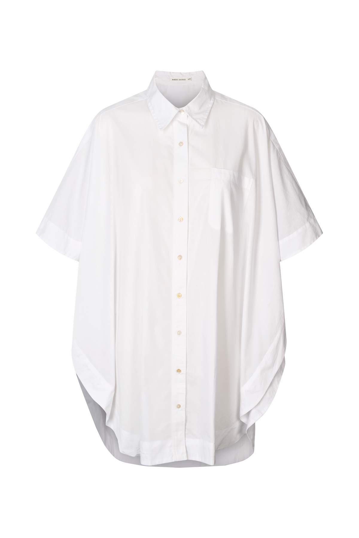 Berta - Poplin curved hem shirt dress I White White XS/S 1 - Rabens Saloner - DK