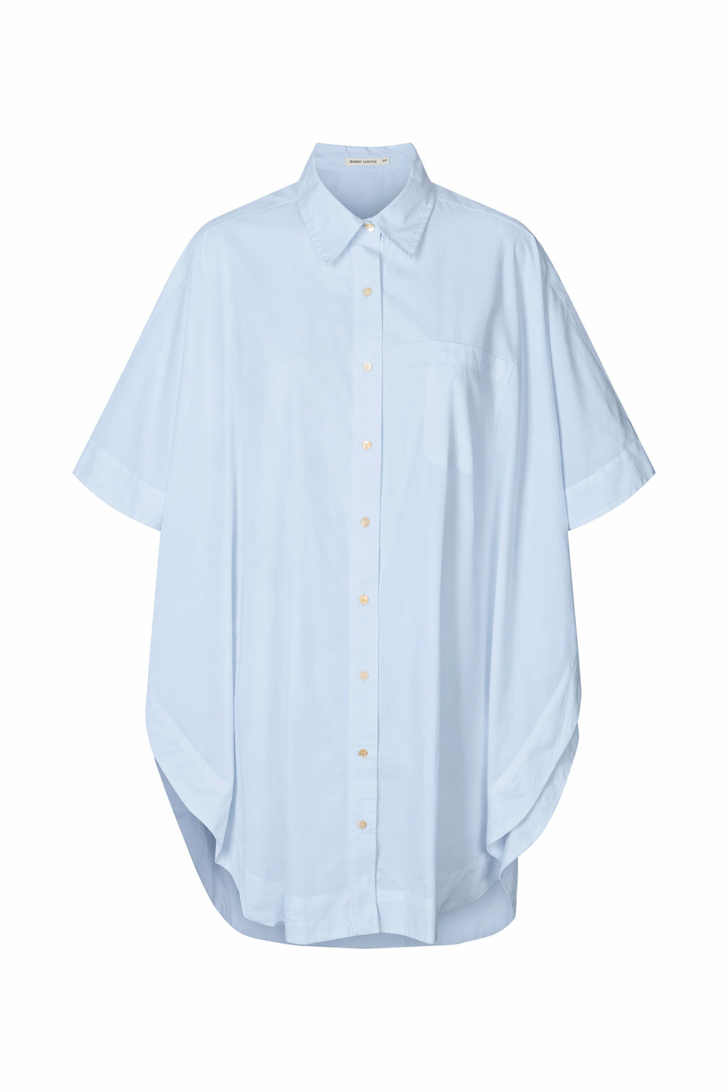 Berta - Poplin curved hem shirt dress I Light blue