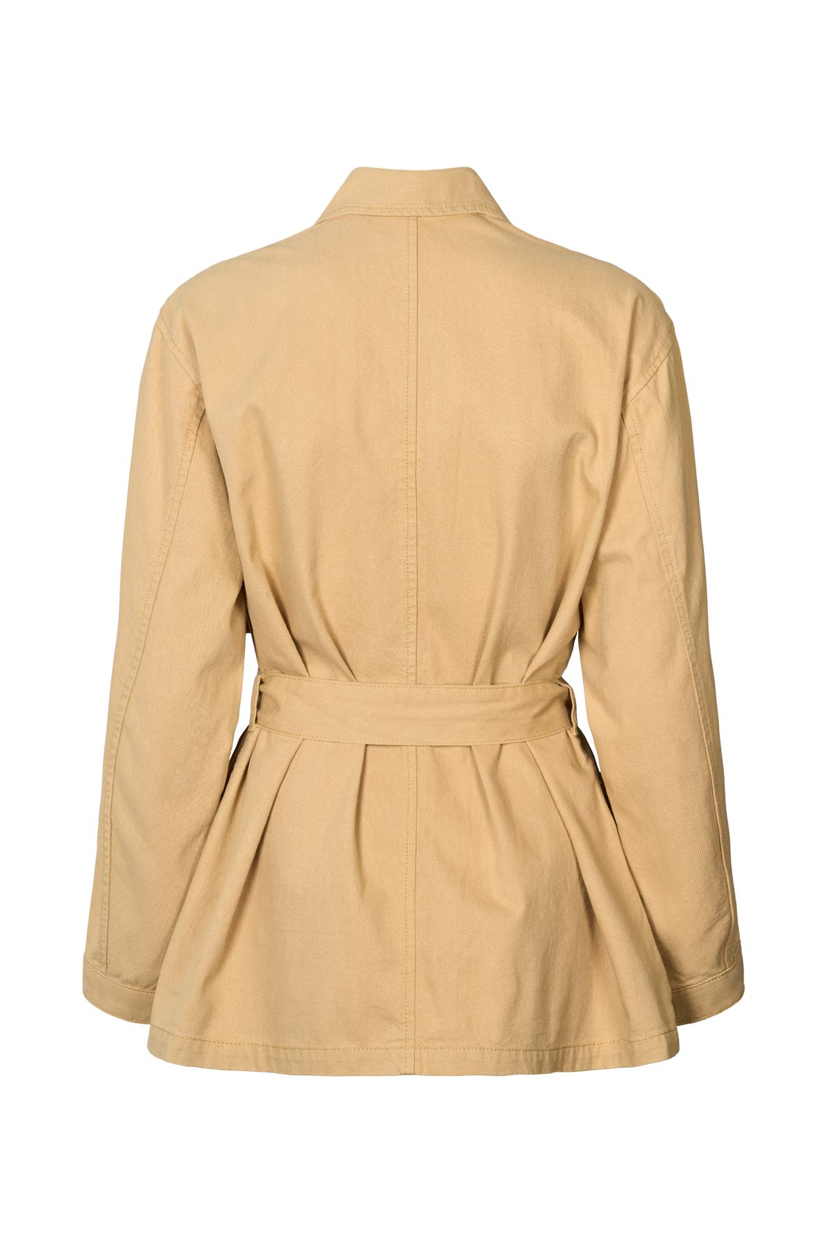 Sienna - Texture canvas belted jacket I Sand 5 - Rabens Saloner - DK