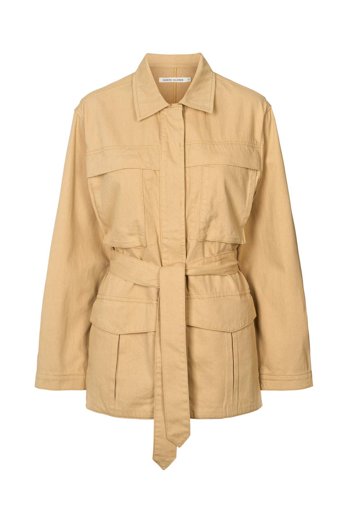 Sienna - Texture canvas belted jacket I Sand 4 - Rabens Saloner - DK