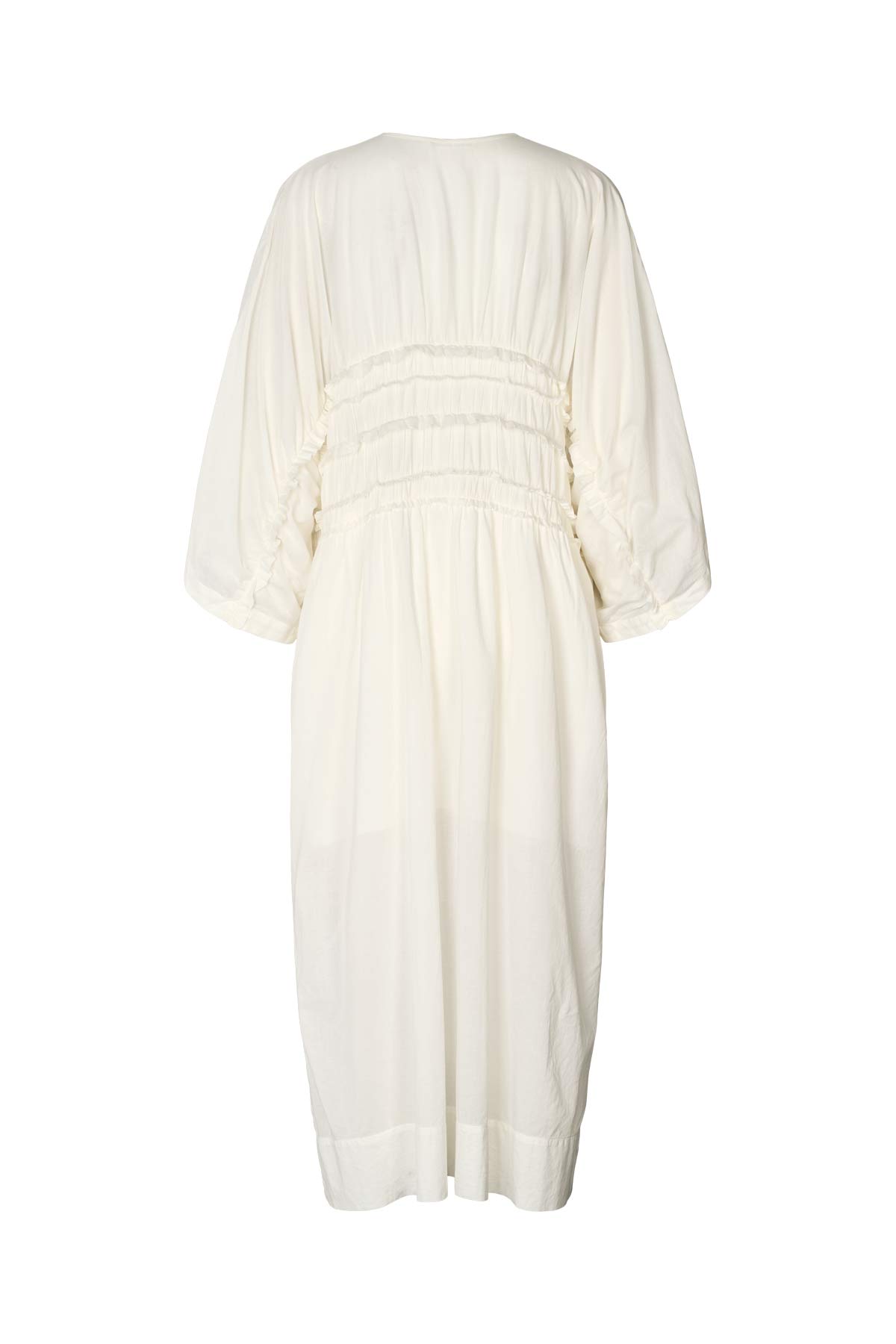 Ina - Voile frill gathered dress I Chalk 6 - Rabens Saloner - DK