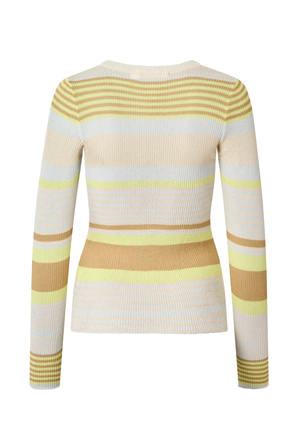 Jacka - Ribbed stripes knit top I Soft lime stripe 5 - Rabens Saloner - DK