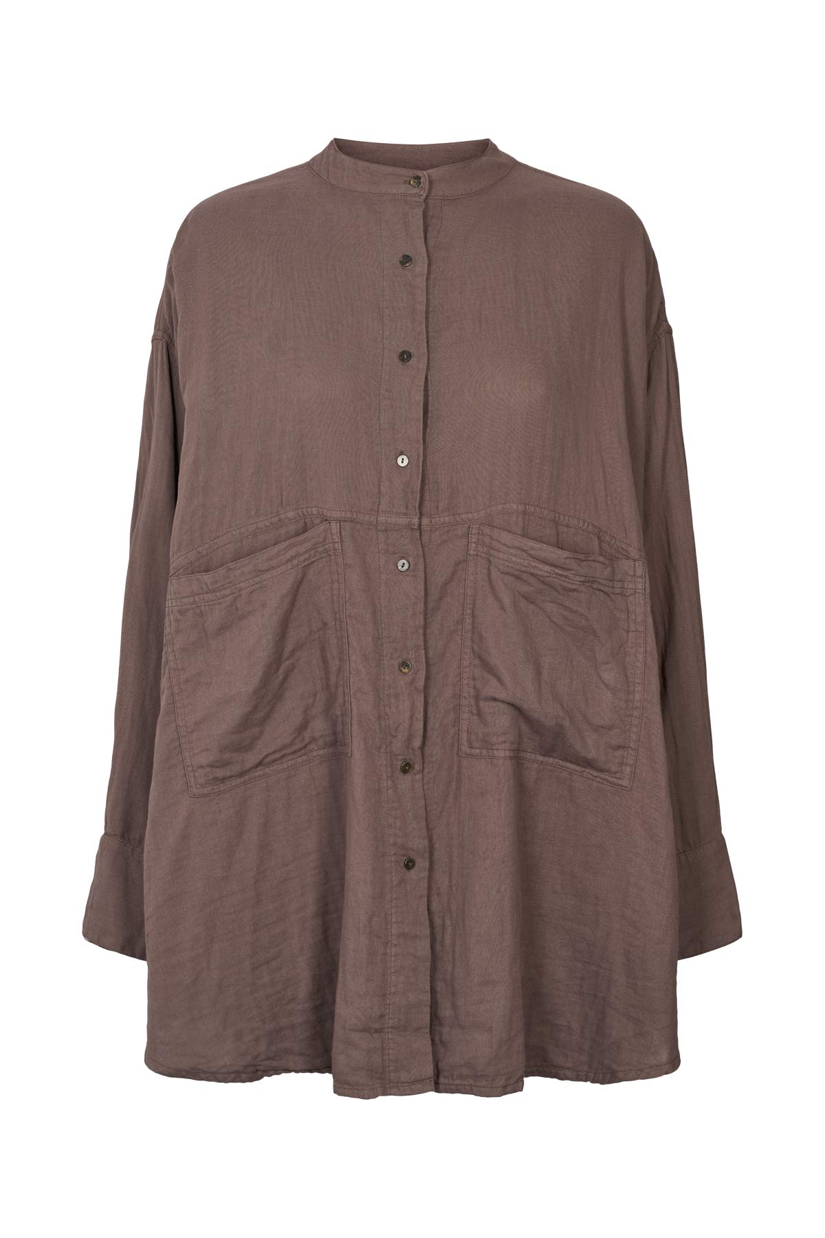 Sonja - Cotton double oversized shirt I Brown 4 - Rabens Saloner - DK