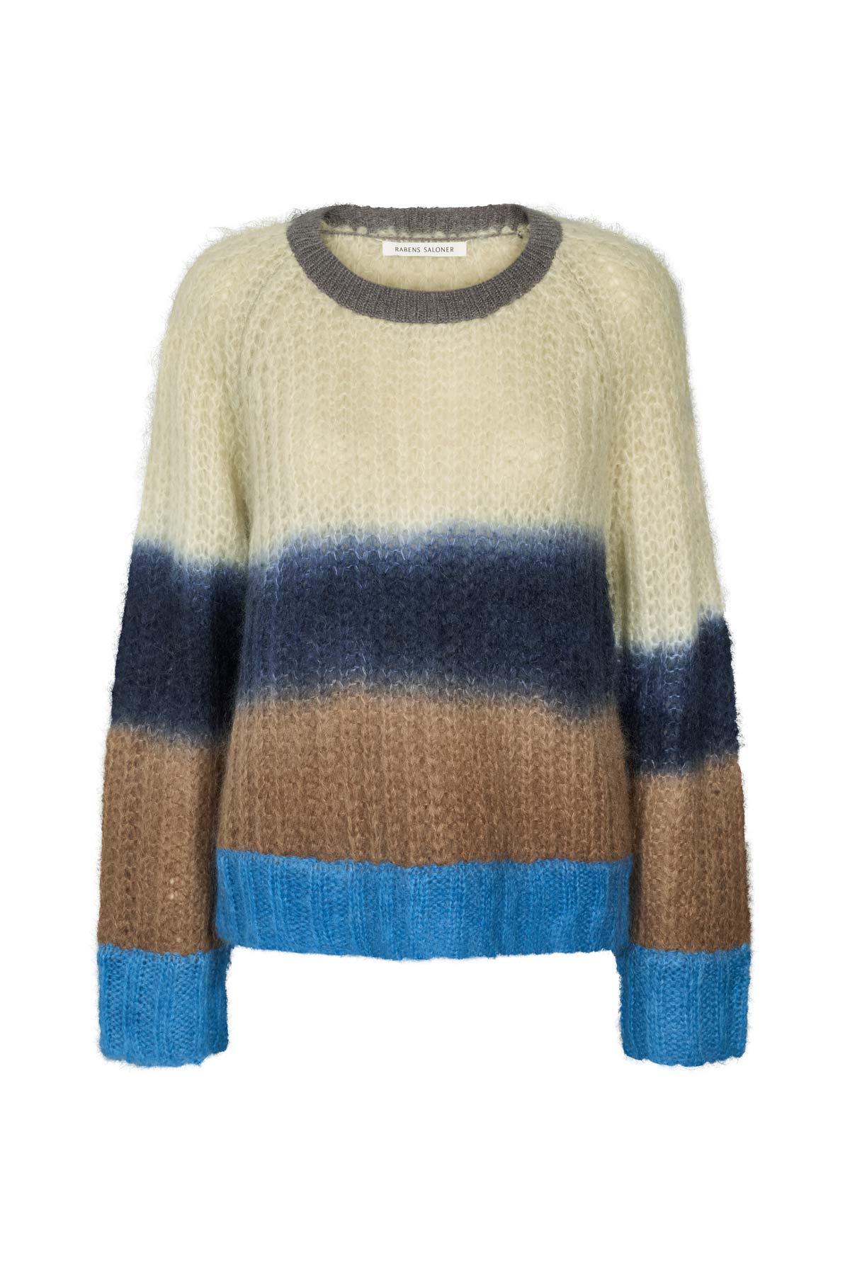 Jasmin - Faded knit boxy sweater I Blue combo 4 - Rabens Saloner - DK