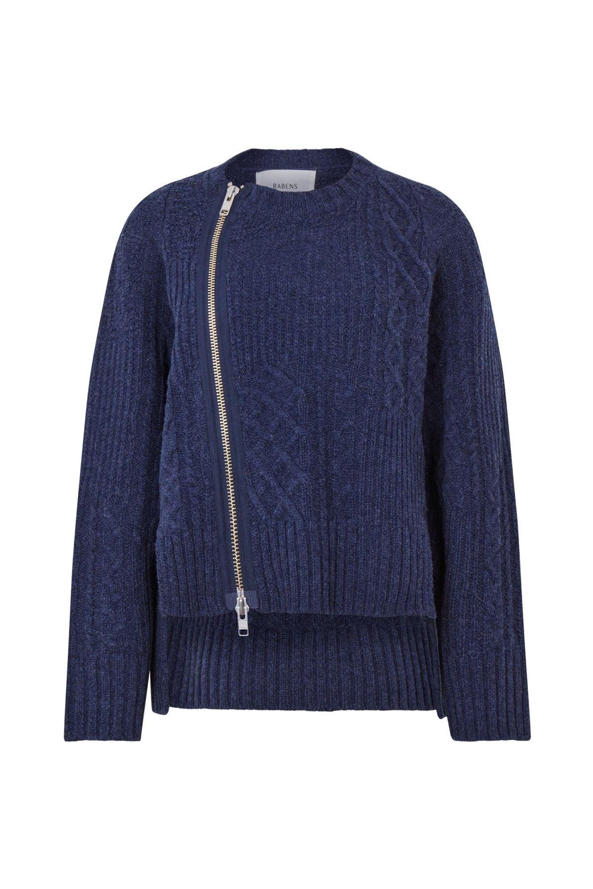 Luka - Patchwork knit cardigan I Indigo Indigo XS 4 - Rabens Saloner - DK