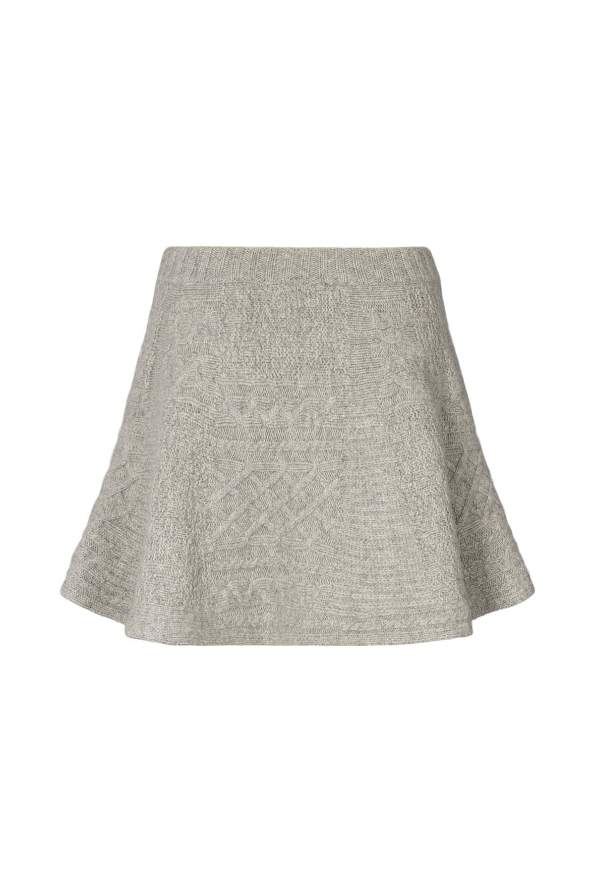 Joleen - Patchwork knit skirt I Light grey melange 2 - Rabens Saloner - DK