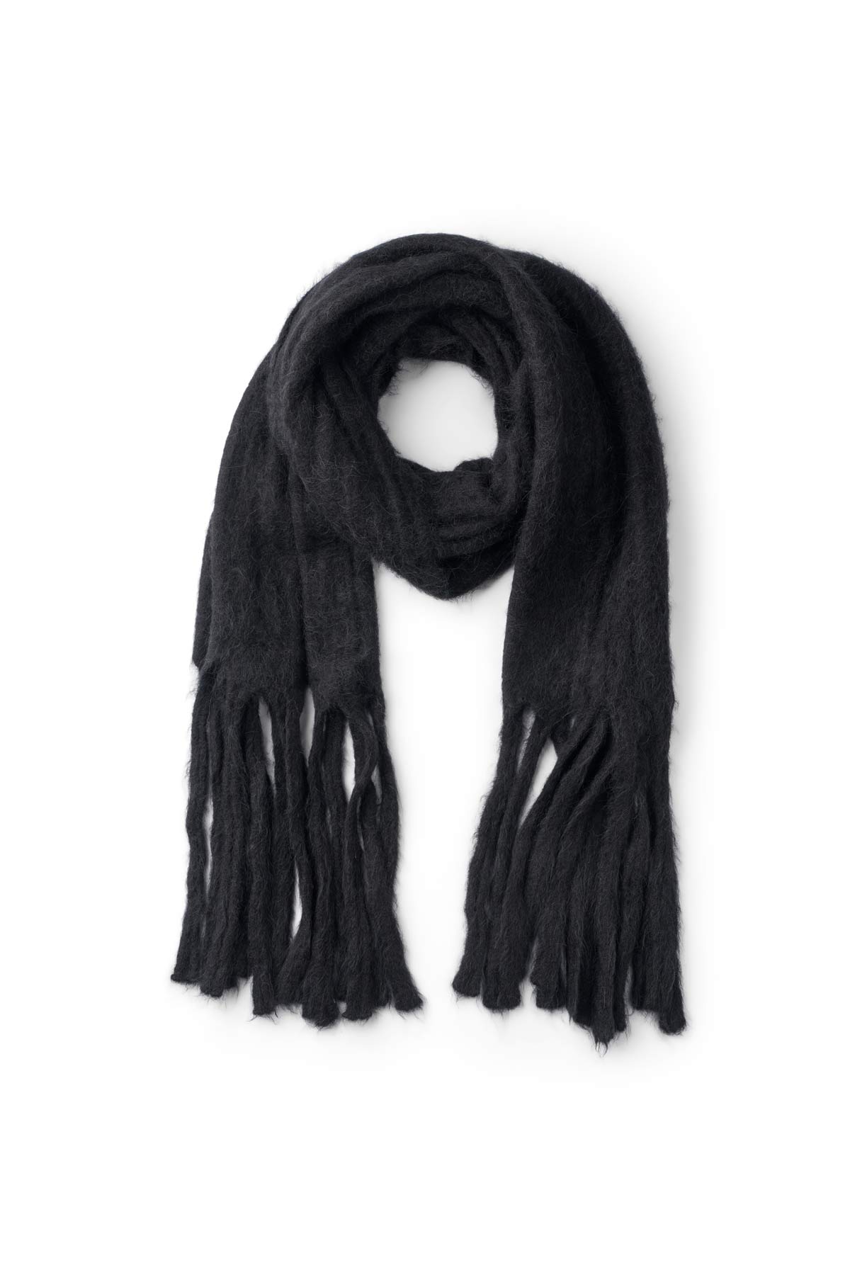 Emillia - Fluffy knit scarf I Black 2 - Rabens Saloner - DK