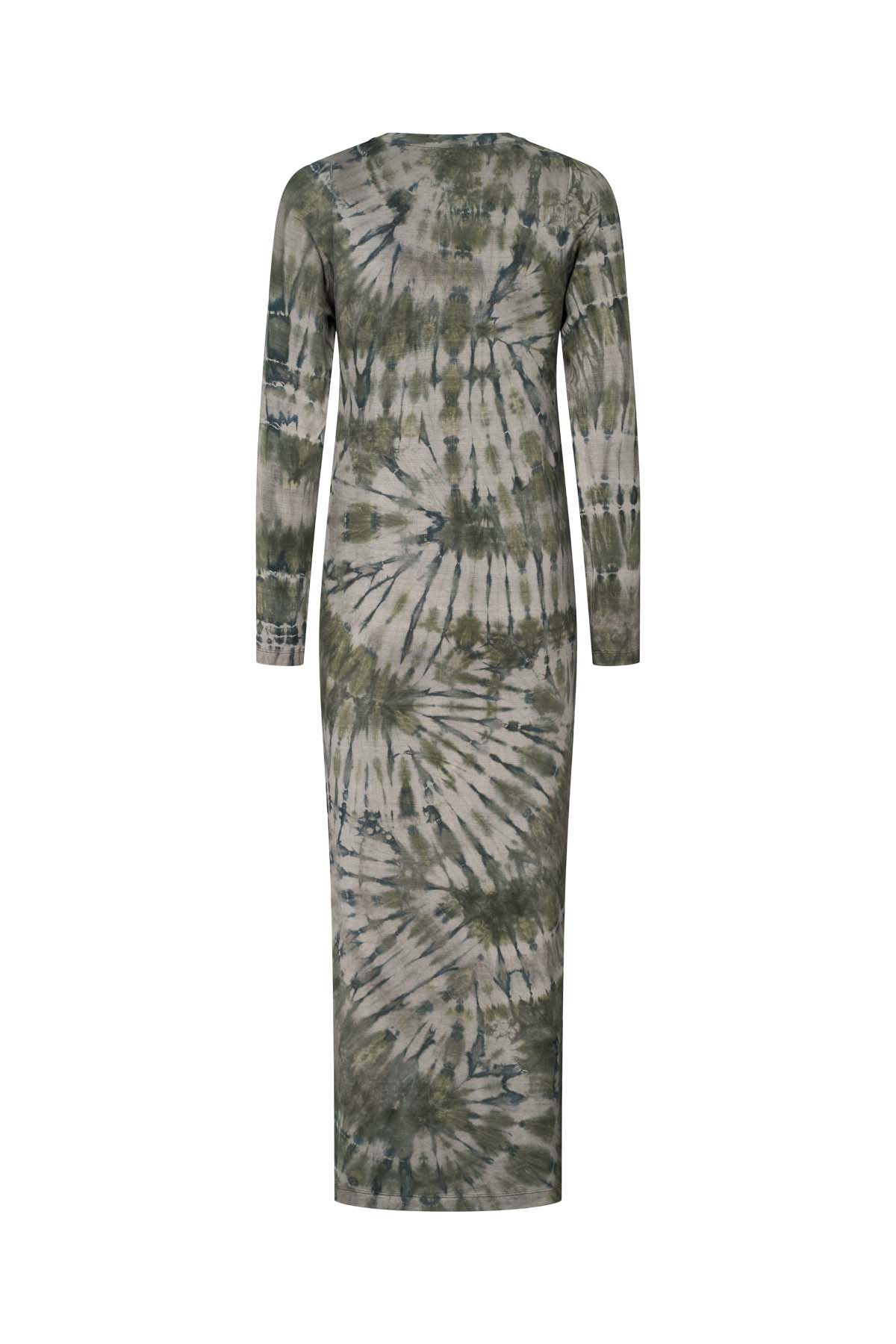 Simi - Lava long jersey dress I Grey green combo 5 - Rabens Saloner - DK