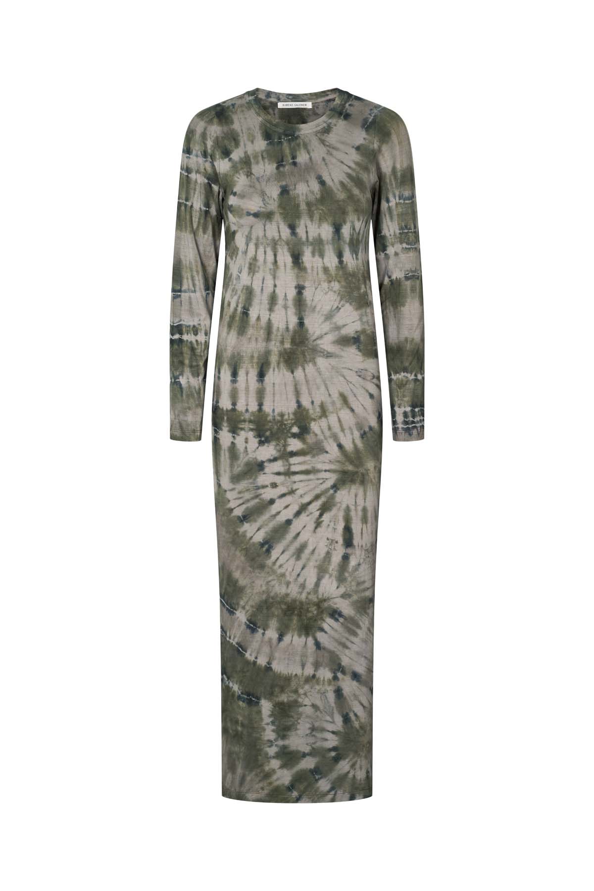 Simi - Lava long jersey dress I Grey green combo 4 - Rabens Saloner - DK