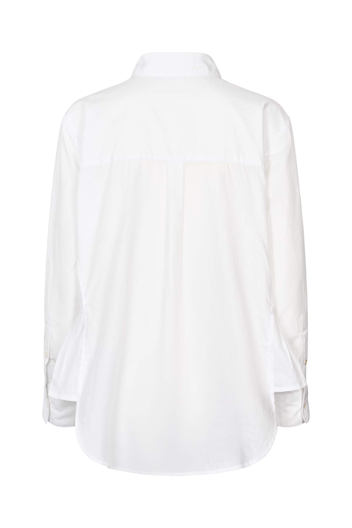 Djana - Poplin side gather shirt I White 8 - Rabens Saloner - DK