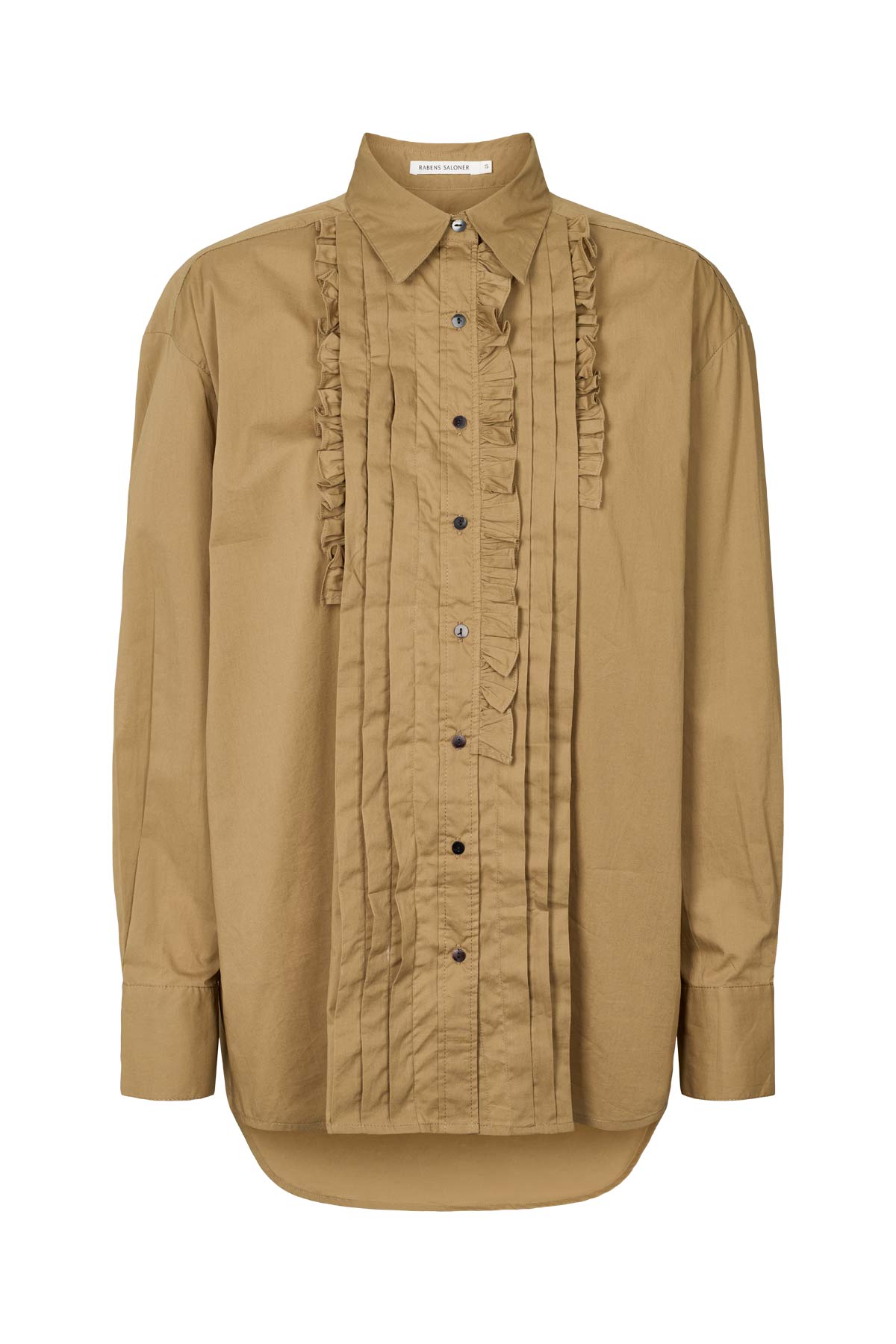 Dim - Poplin front frill shirt I Havanna brown Havanna brown XS 4 - Rabens Saloner - DK