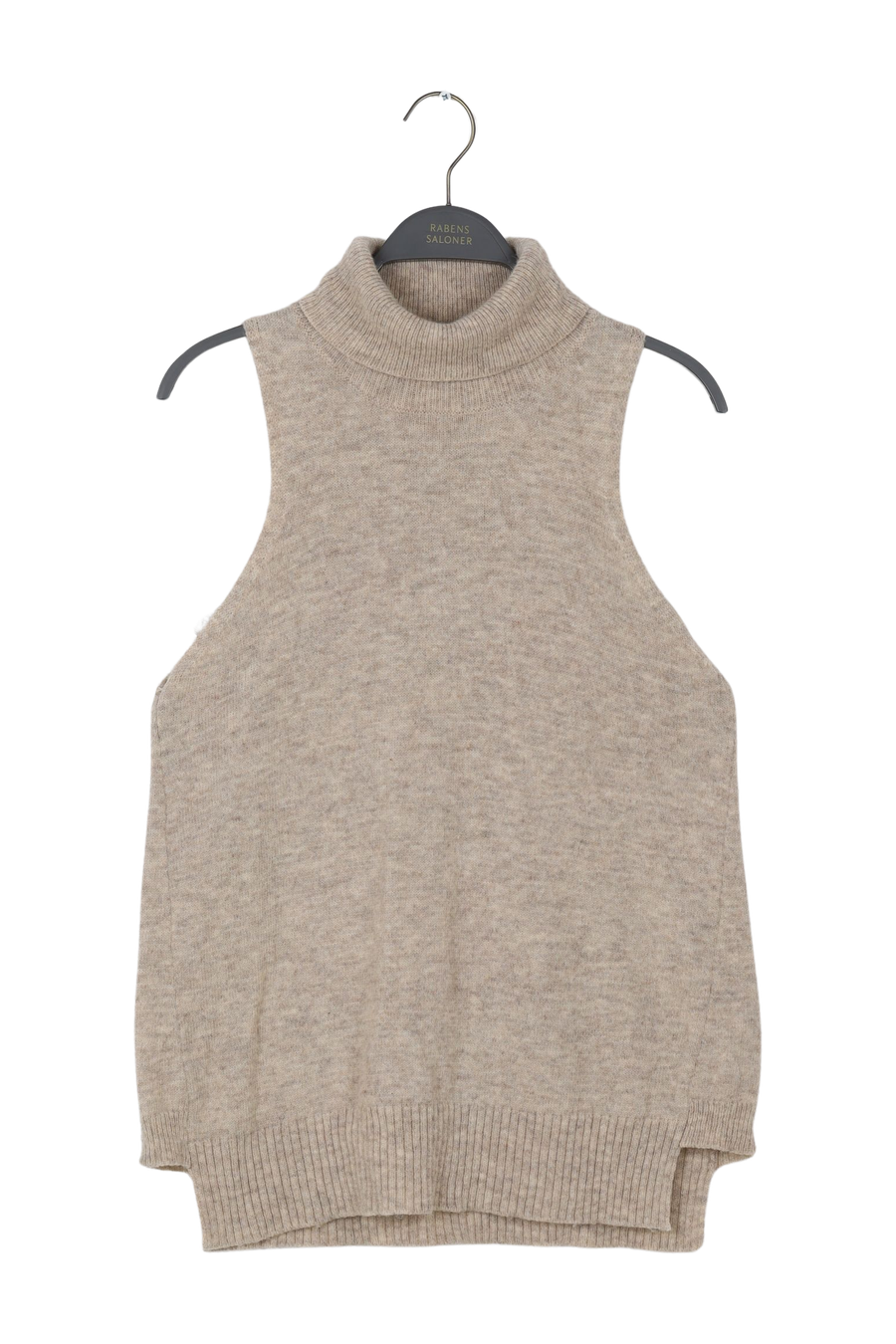 PreLoved Diara - Pure wool funnel halter top I Oatmeal - M Oatmeal M 1 - Rabens Saloner - DK