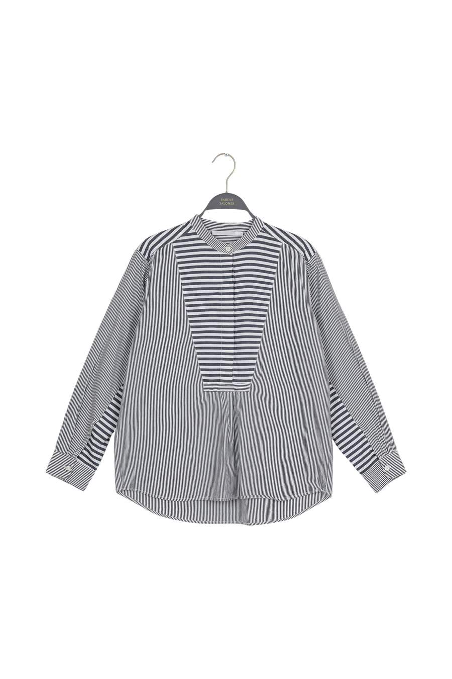 PreLoved Teja - Double stripe bib front shirt I Midnight combo - S 1 - Rabens Saloner - DK