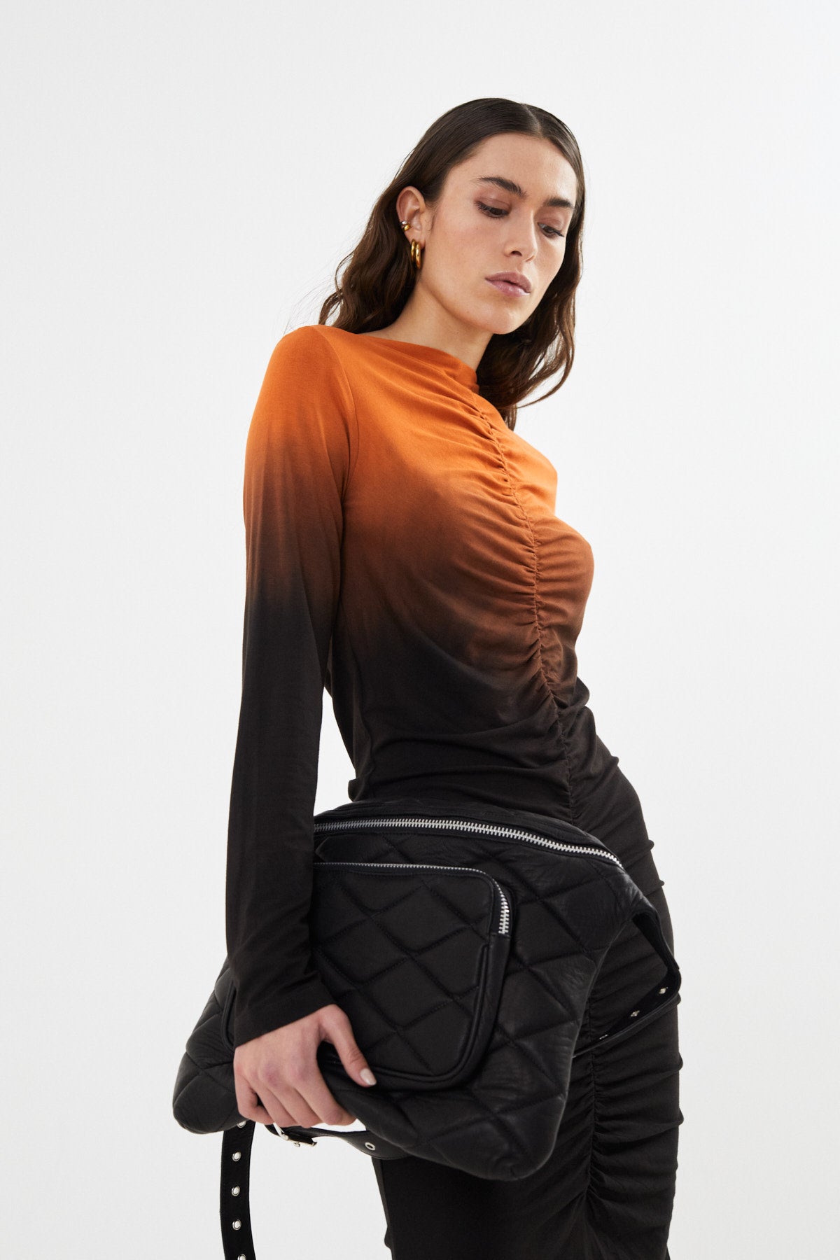 PreLoved Isja - Flow gather short dress I Burnt orange combo - S 3 - Rabens Saloner - DK