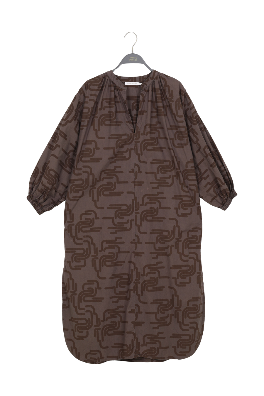 PreLoved Liba - Deco print poplin kaftan I Chocolate - XS/S 1 - Rabens Saloner - DK