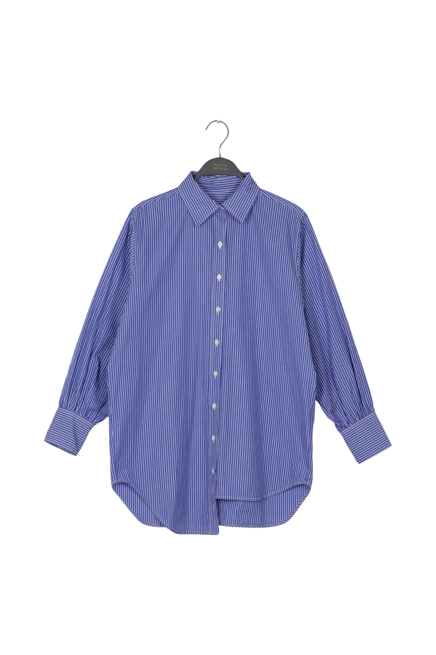 PreLoved Mallory - Wide stripe assymetric shirt - S BLUE STRIPE S 1 - Rabens Saloner - DK
