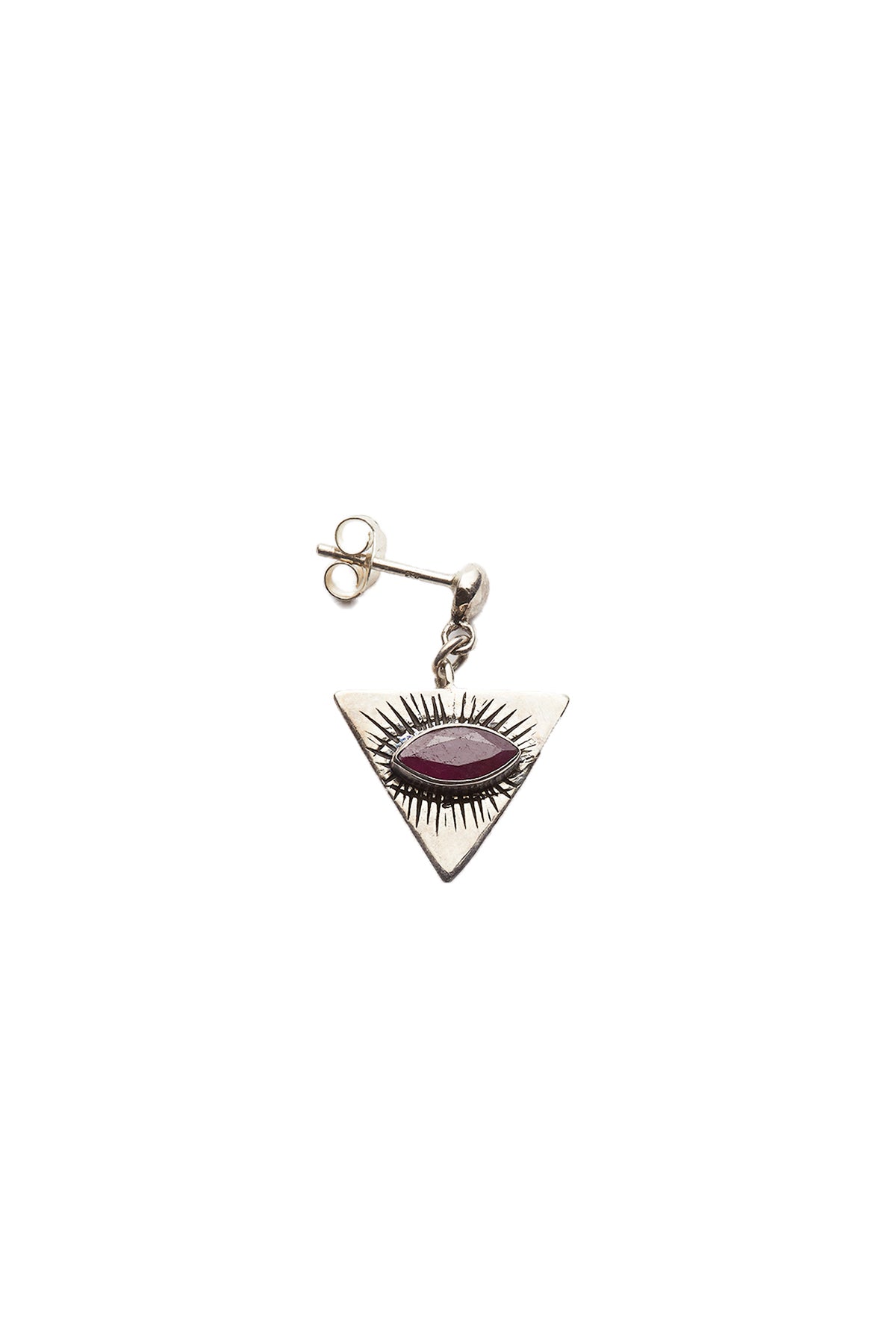 Nafsu - Earstick w/ triangle eye pendant I Ruby Ruby O/S 1 - Rabens Saloner - DK