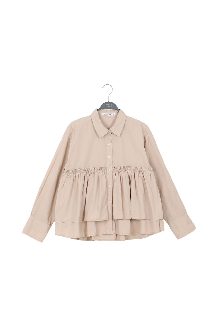 PreLoved Shaker - Poplin frill shirt I Powder - XL 1 - Rabens Saloner - DK