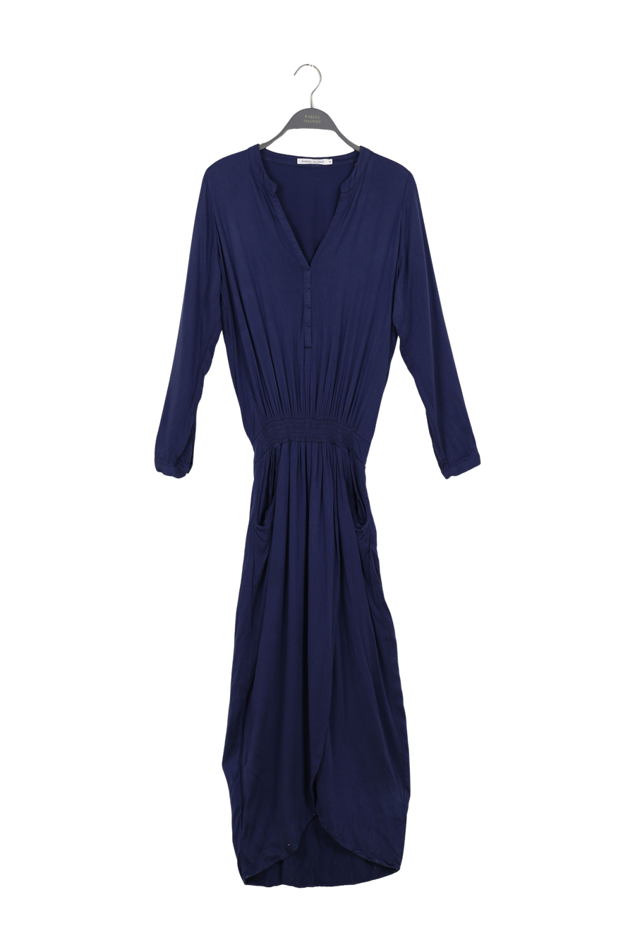 PreLoved Vera - Solid wrap over dress L/S I Navy Blue - M Navy Blue M 1 - Rabens Saloner - DK