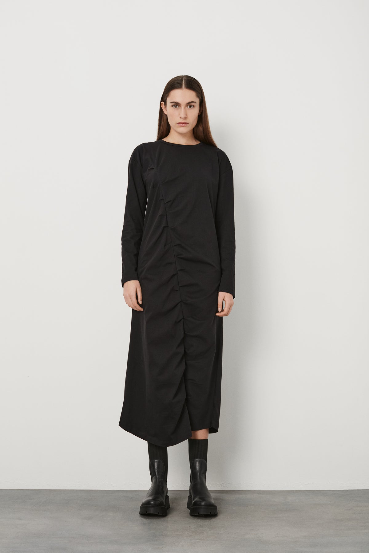 PreLoved Shivi - Ruched jersey LS long dress - L 3 - Rabens Saloner - DK