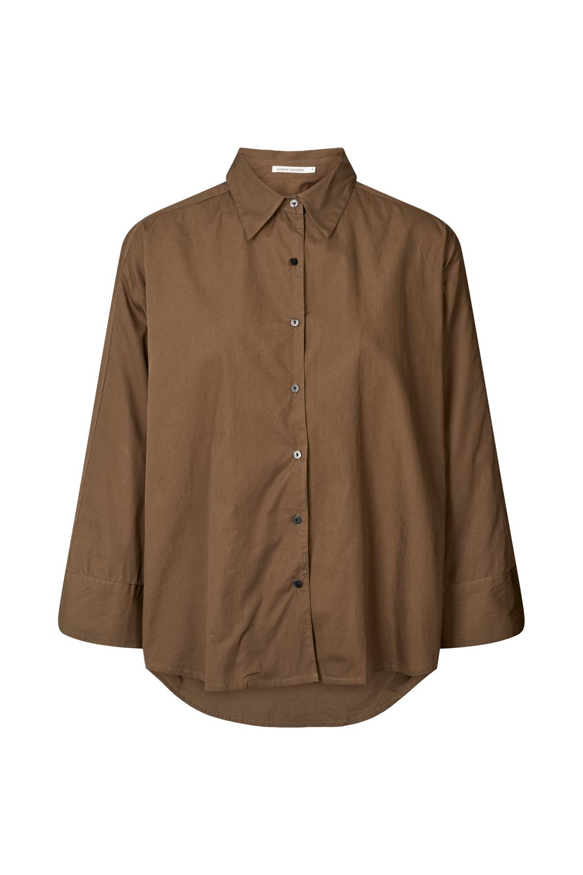 Chloe - Poplin full shirt I Dark brown Dark brown XS 1 - Rabens Saloner - DK