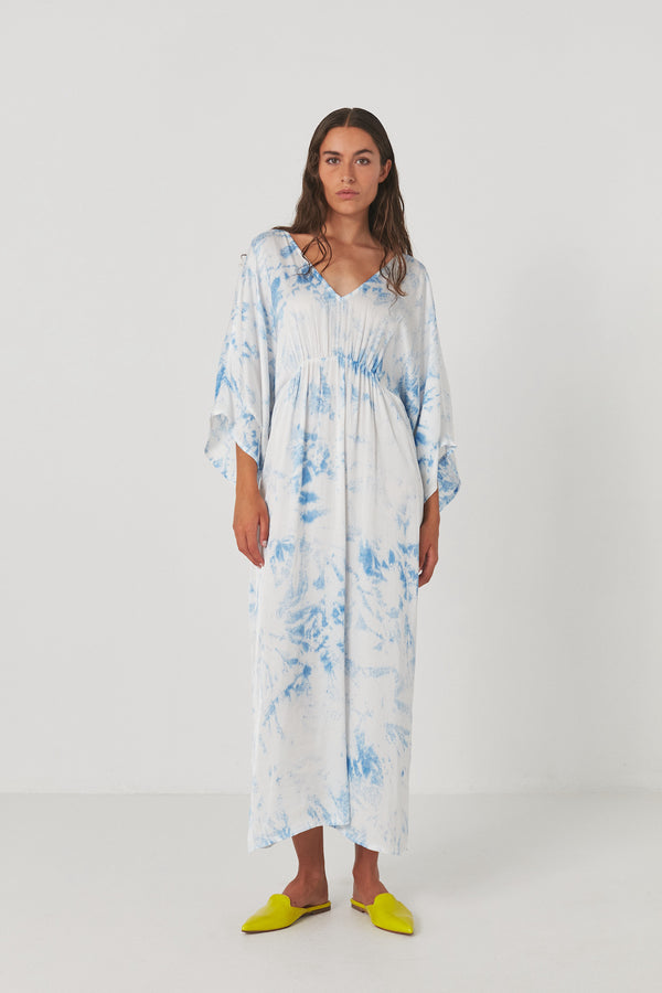 Lucca - Fracture kaftan dress I Blue white combo