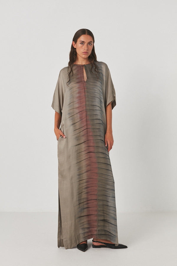 Maha - Macaw colomn dress I Grey combo    1 - Rabens Saloner - DK