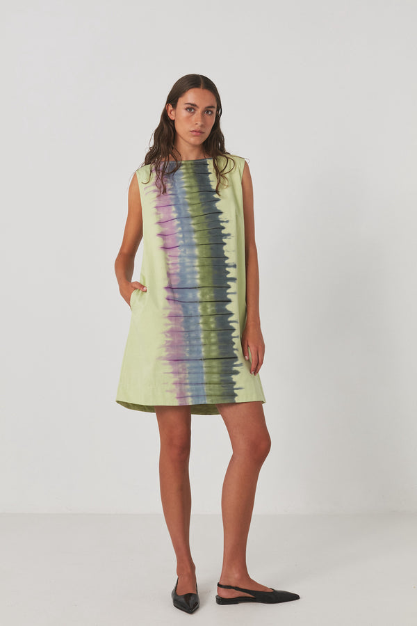 Lupita - Macaw Aline short dress I Lime combo    1 - Rabens Saloner - DK