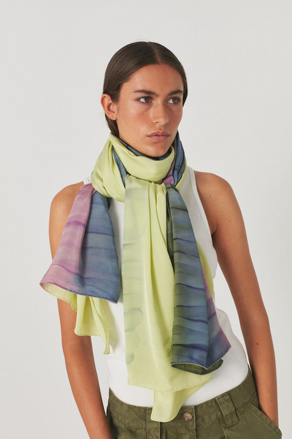 Merete - Macaw large scarf 138X180 Lime combo