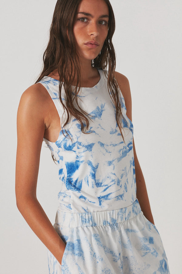 Isola - Fracture jersey tank I Blue white combo