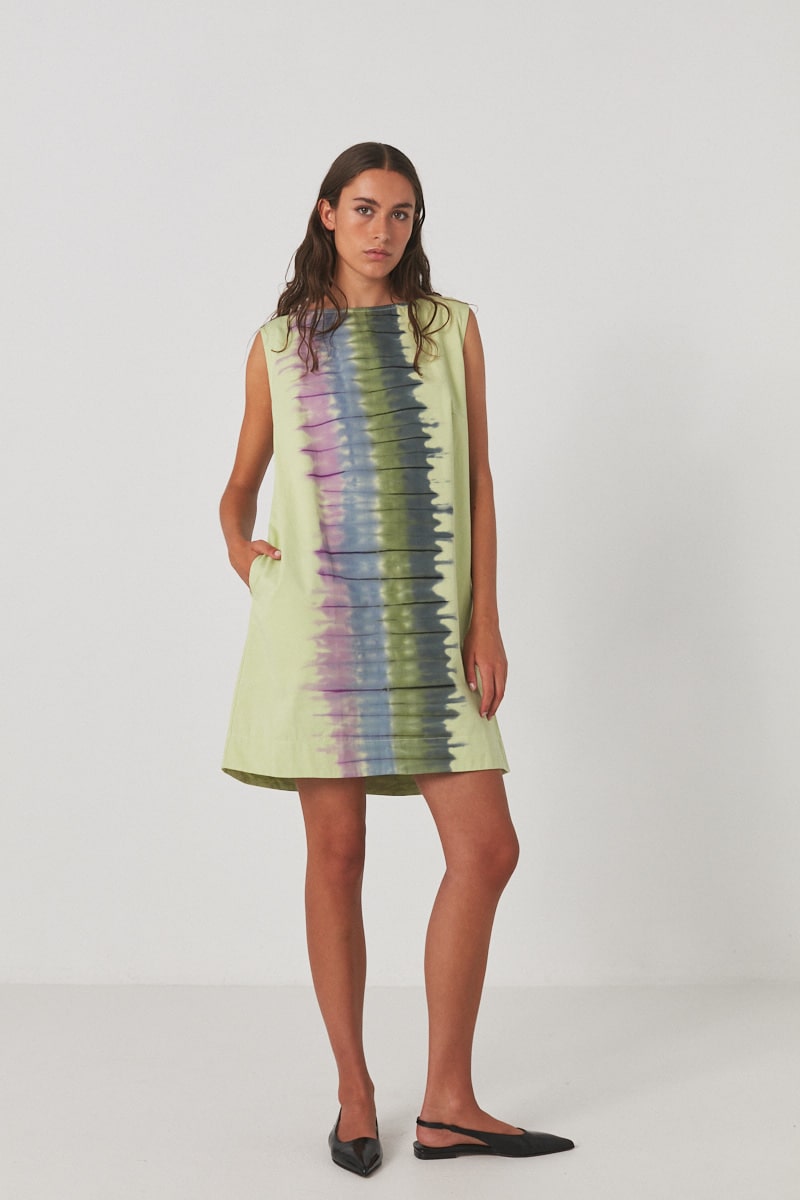 PreLoved Lupita - Macaw Aline short dress I Lime combo - L 3 - Rabens Saloner - DK