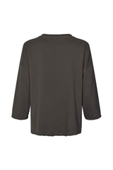 Dena - Light stretch 3/4 sleeve top I Faded black 3 - Rabens Saloner - DK